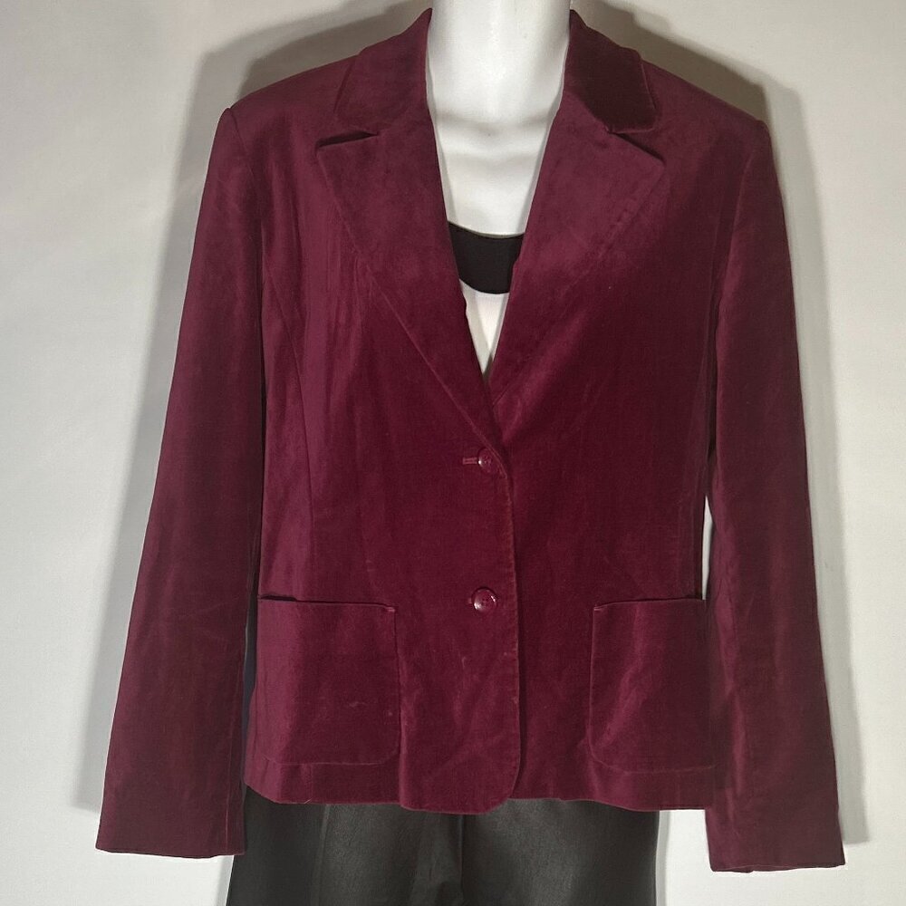 Rafaella SZ 16 Bright Purple Velvet Tailored Blazer Old money Academia Timeless